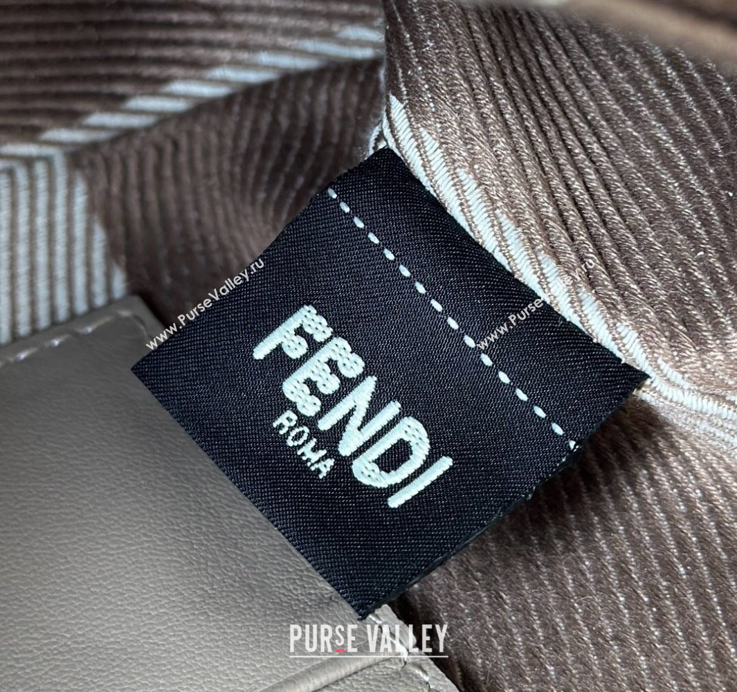 Fendi Baguette Mini Bag in denim-effect FF jacquard Dove Grey 2025 8579S (CL-250522004)