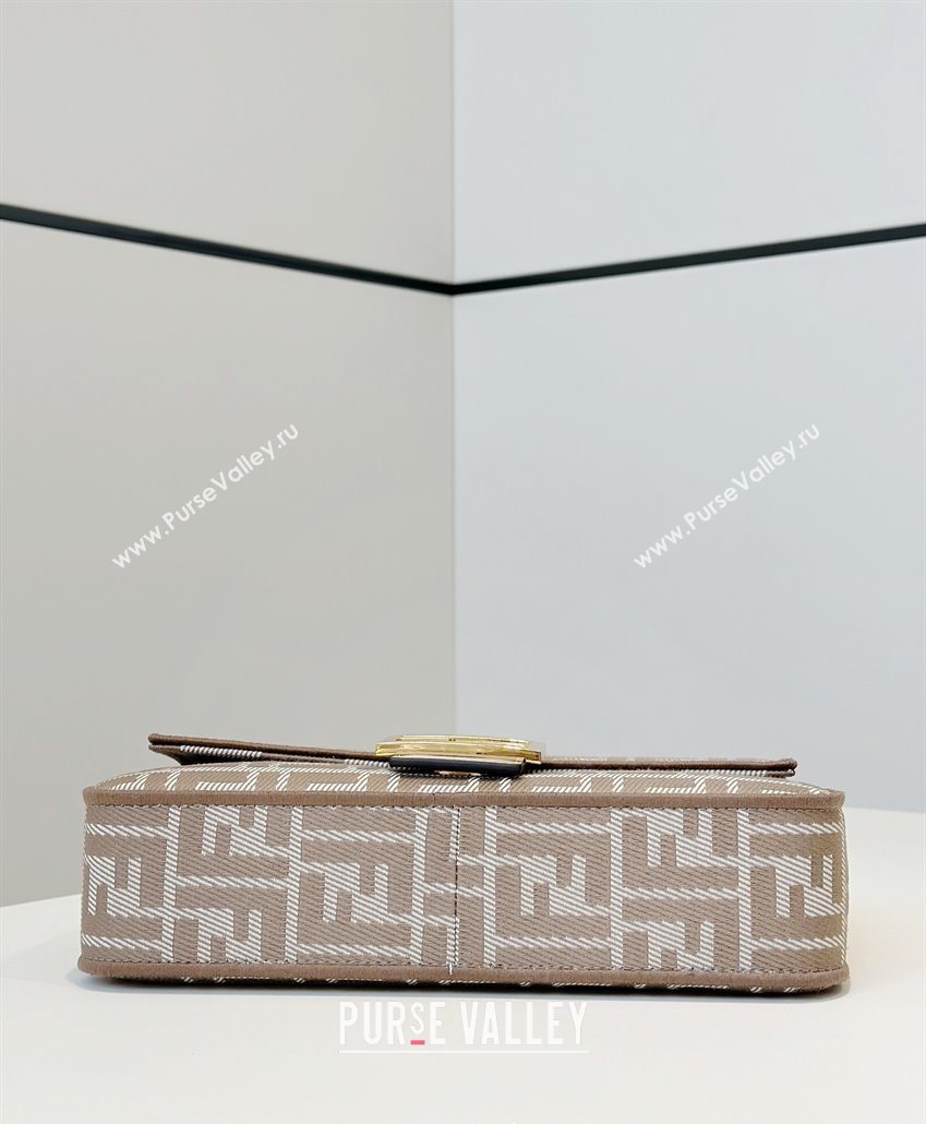 Fendi Baguette Medium Bag in denim-effect FF jacquard Dove Grey 2025 8579M (CL-250522001)