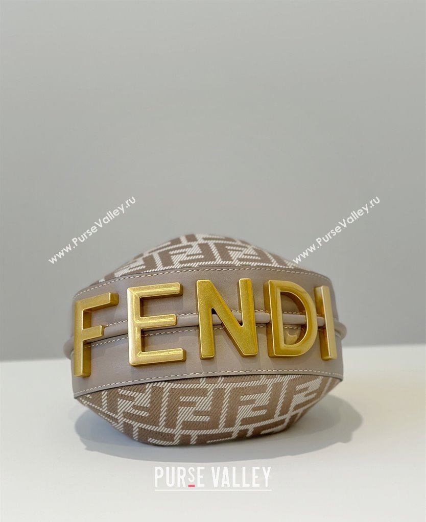 Fendi Fendigraphy Mini Hobo Bag in denim-effect FF jacquard Dove Grey 2025 8657 (CL-250522007)
