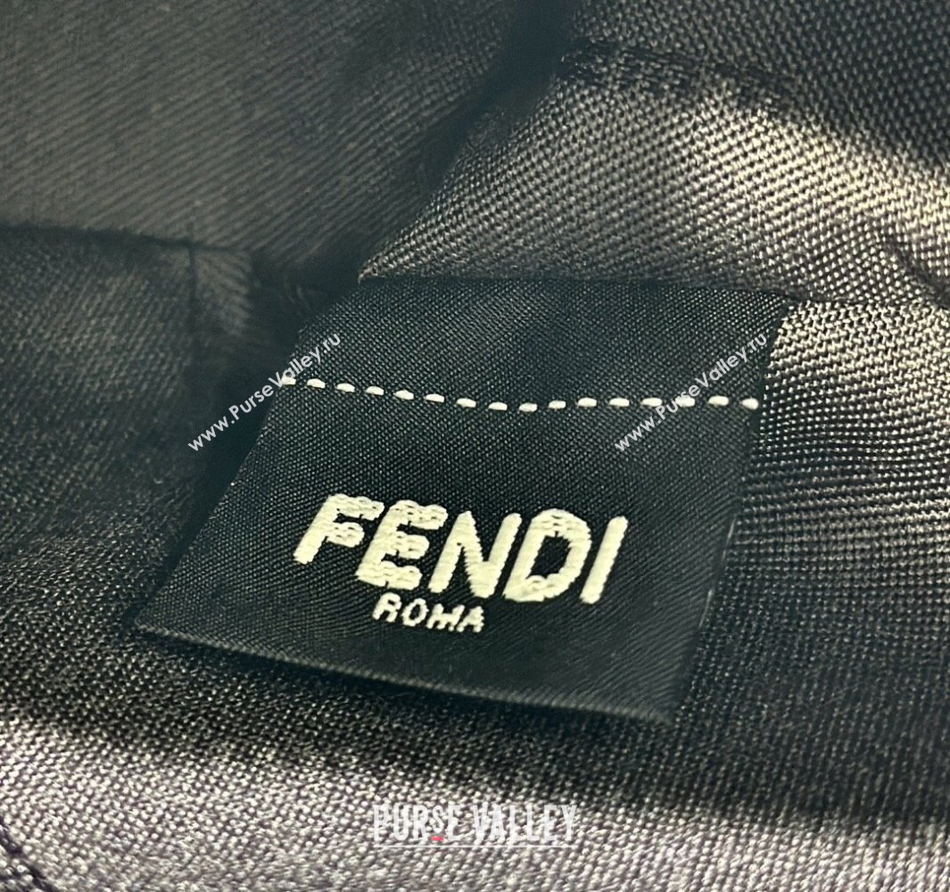 Fendi Fendigraphy Mini Hobo Bag in denim-effect FF jacquard Dove Grey 2025 8657 (CL-250522007)