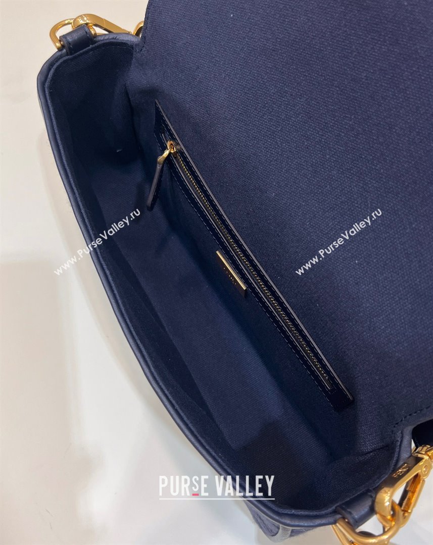 Fendi Baguette Medium Bag in Canvas with FF embroidery Royal Blue 2025 0159M (CL-250522023)