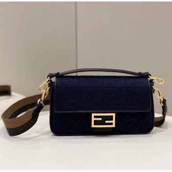 Fendi Baguette Medium Bag in Canvas with FF embroidery Royal Blue 2025 0159M (CL-250522023)