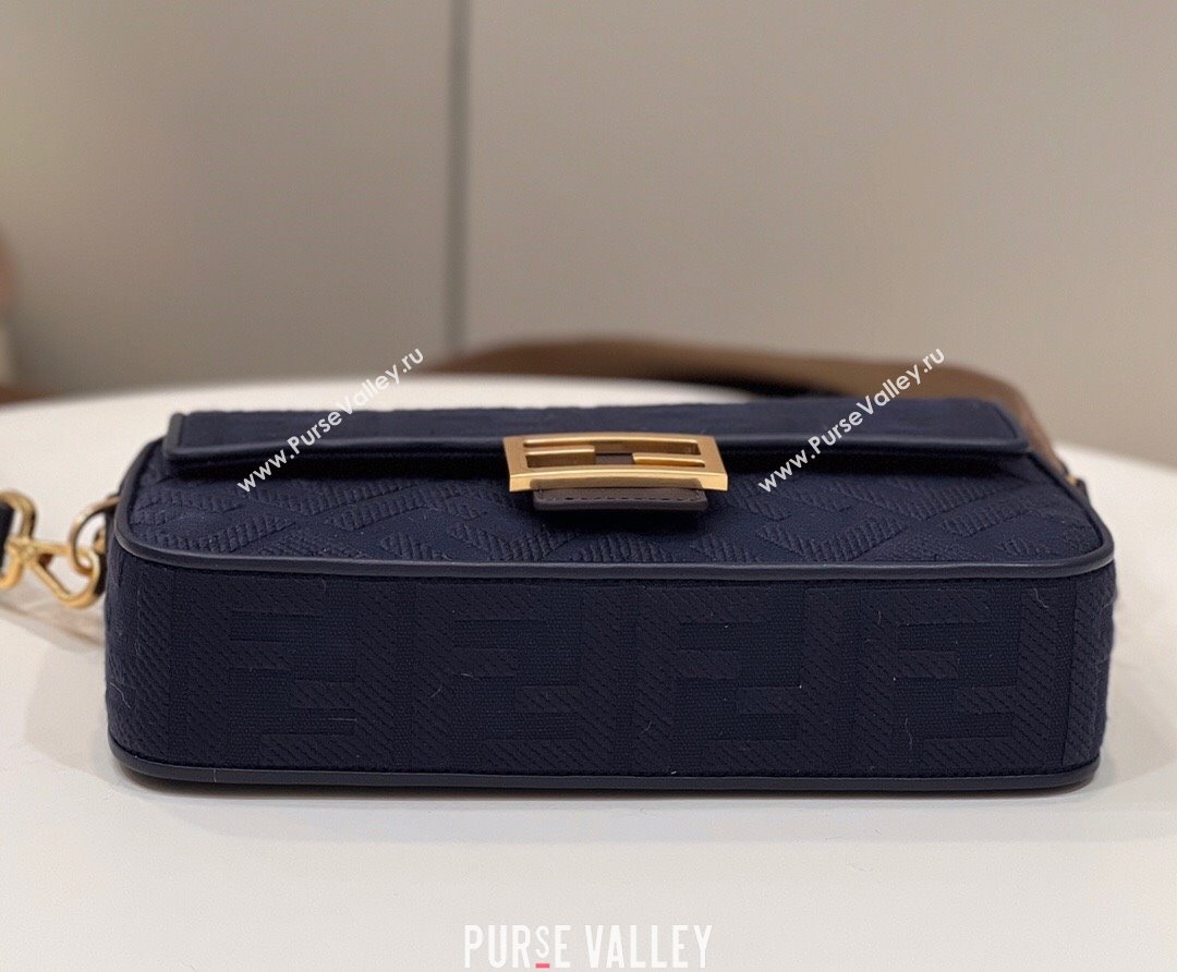 Fendi Baguette Medium Bag in Canvas with FF embroidery Royal Blue 2025 0159M (CL-250522023)