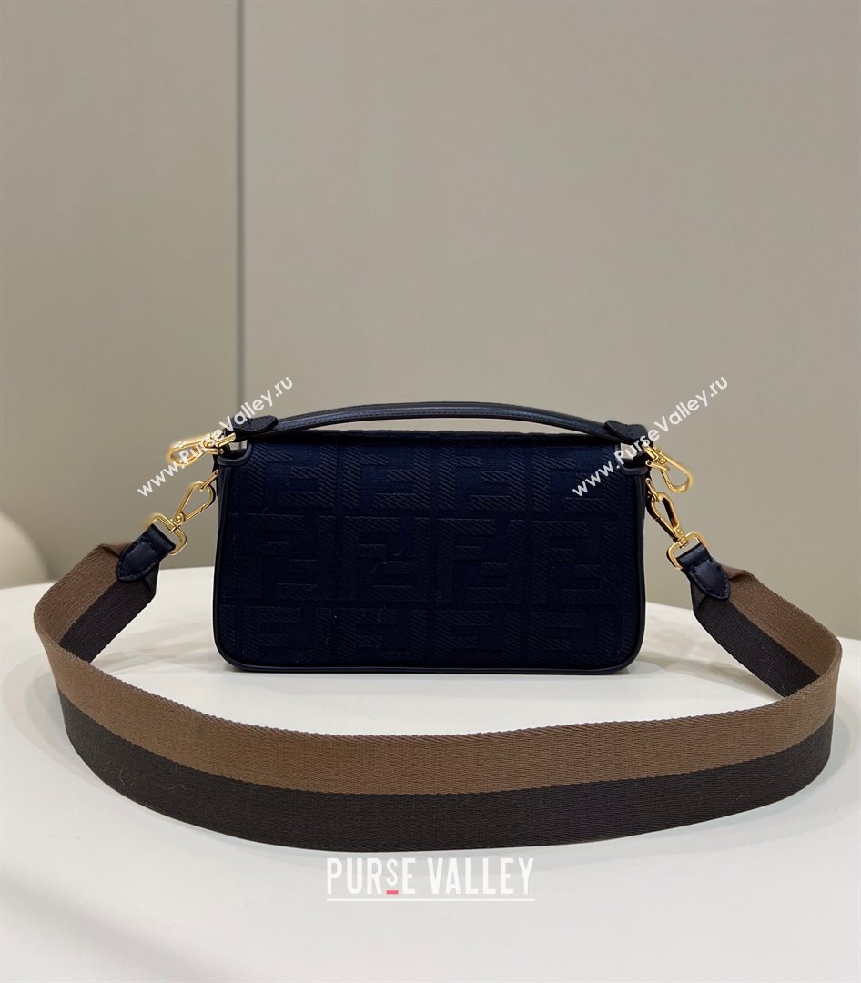 Fendi Baguette Medium Bag in Canvas with FF embroidery Royal Blue 2025 0159M (CL-250522023)