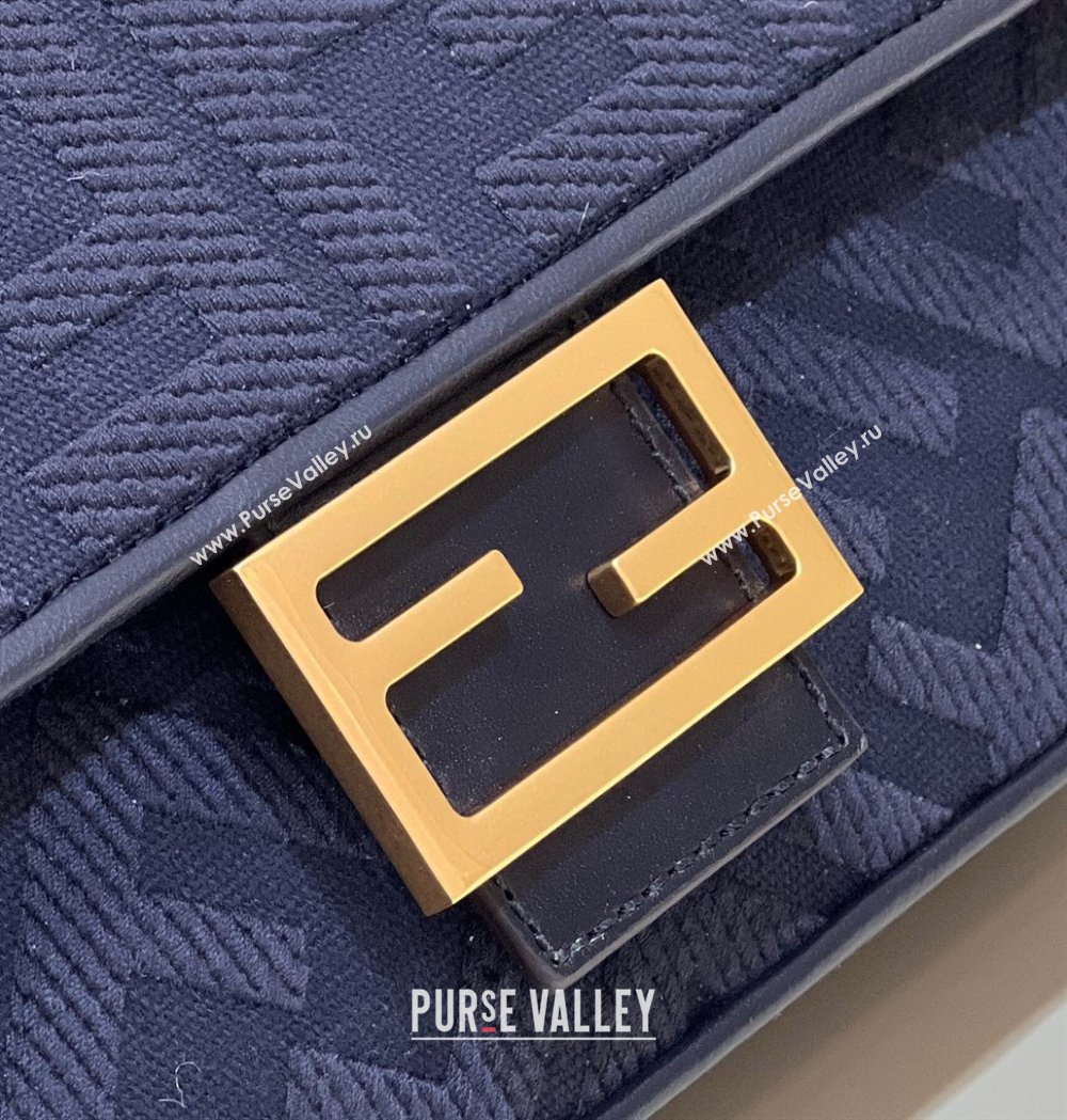 Fendi Baguette Medium Bag in Canvas with FF embroidery Royal Blue 2025 0159M (CL-250522023)