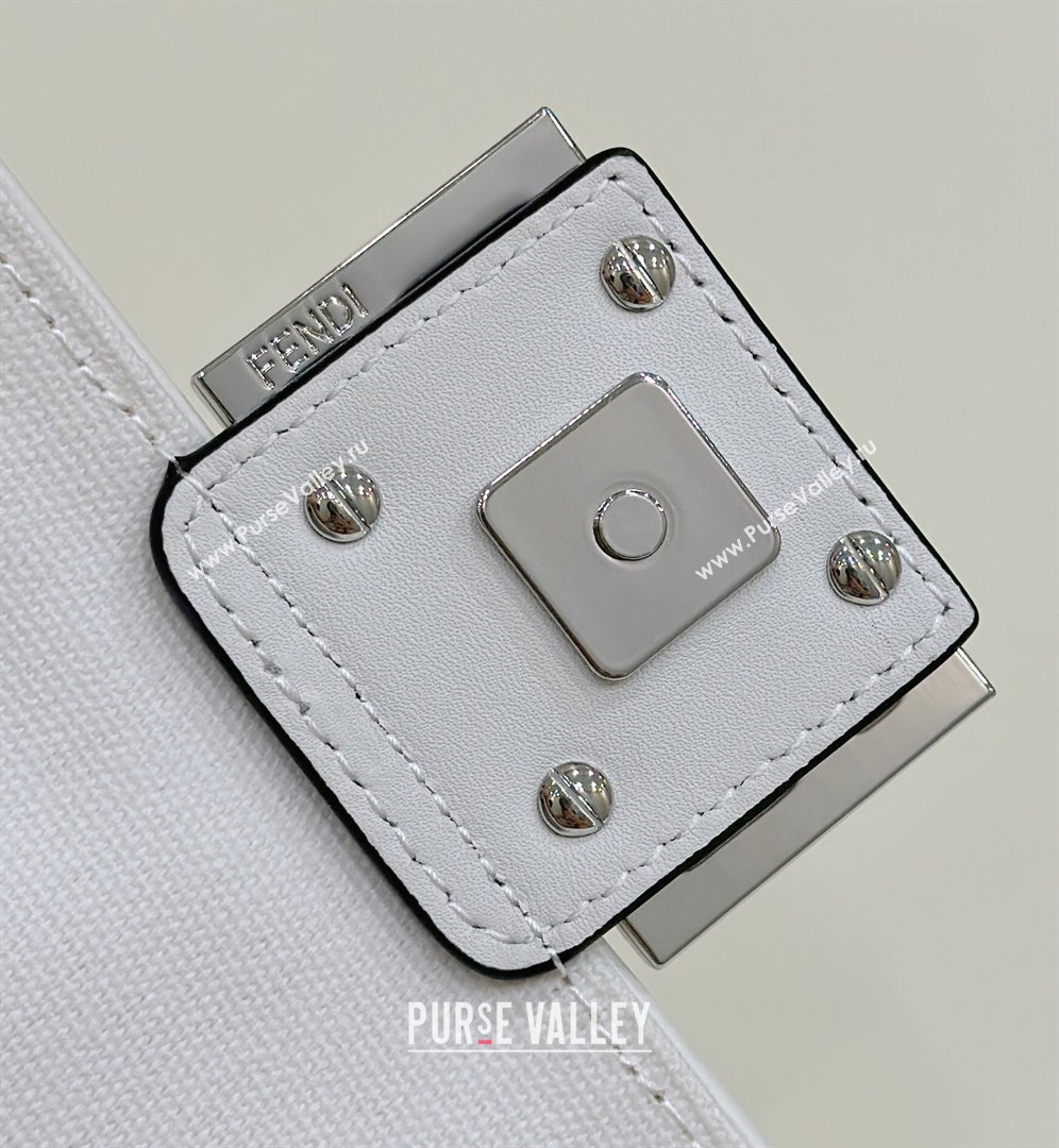 Fendi Baguette Mini Bag in Canvas with FF embroidery Black/White 2025 0159S (CL-250522024)