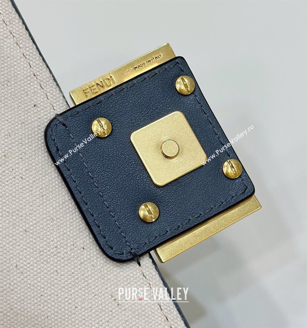 Fendi Baguette Mini Bag in Canvas with FF embroidery Blue/Multicolor 2025 0159S (CL-250522025)
