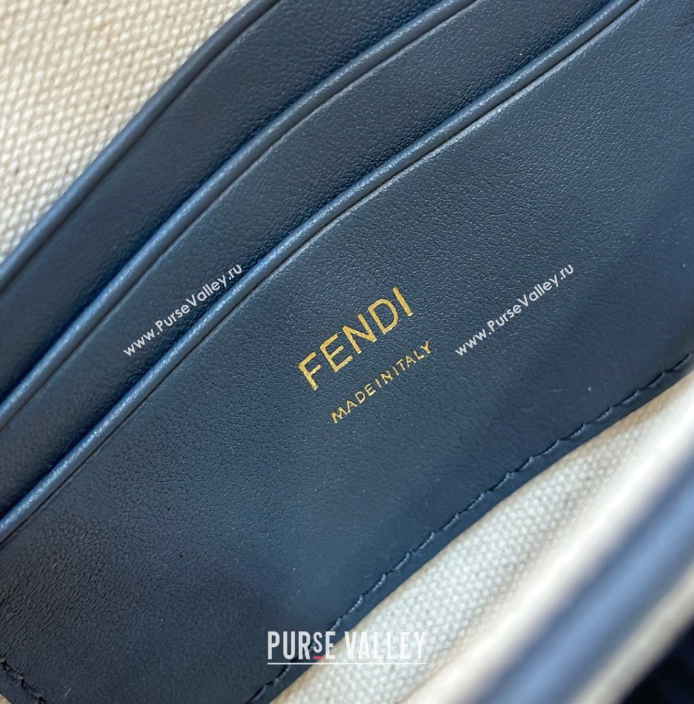 Fendi Baguette Mini Bag in Canvas with FF embroidery Blue/Multicolor 2025 0159S (CL-250522025)