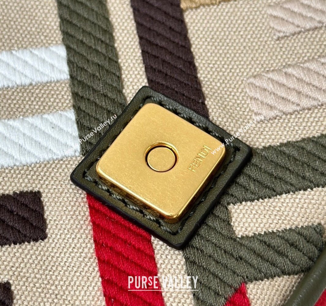 Fendi Baguette Mini Bag in Canvas with FF embroidery Beige/Multicolor 2025 0159S (CL-250522026)