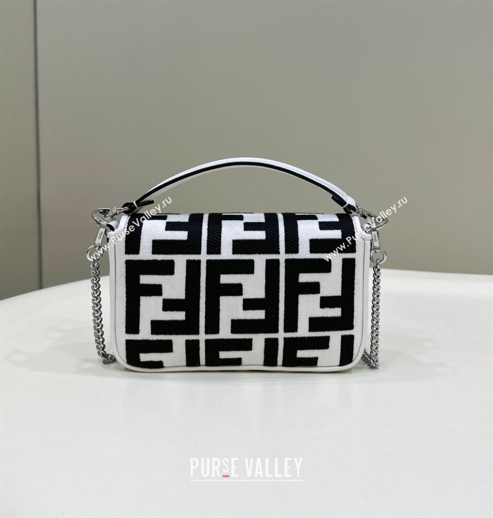 Fendi Baguette Mini Bag in Canvas with FF embroidery Black/White 2025 0159S (CL-250522024)