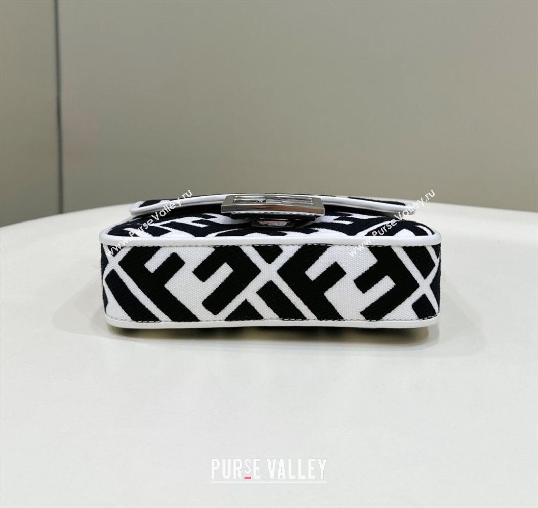 Fendi Baguette Mini Bag in Canvas with FF embroidery Black/White 2025 0159S (CL-250522024)