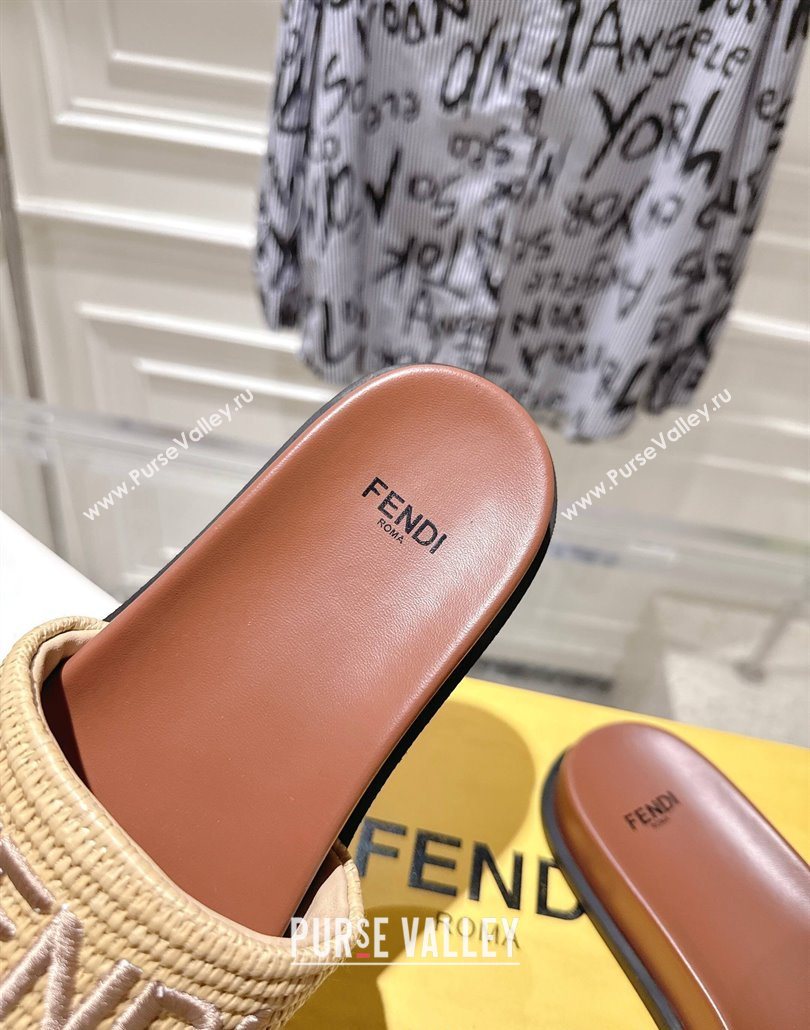 Fendi Flat Slides Sandal in Woven Straw-Like Beige2 2025 0605 (MD-250605068)