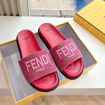 Fendi Flat Slides Sandal in FF Canvas Pink 2025 0605 (HQG-250605059)