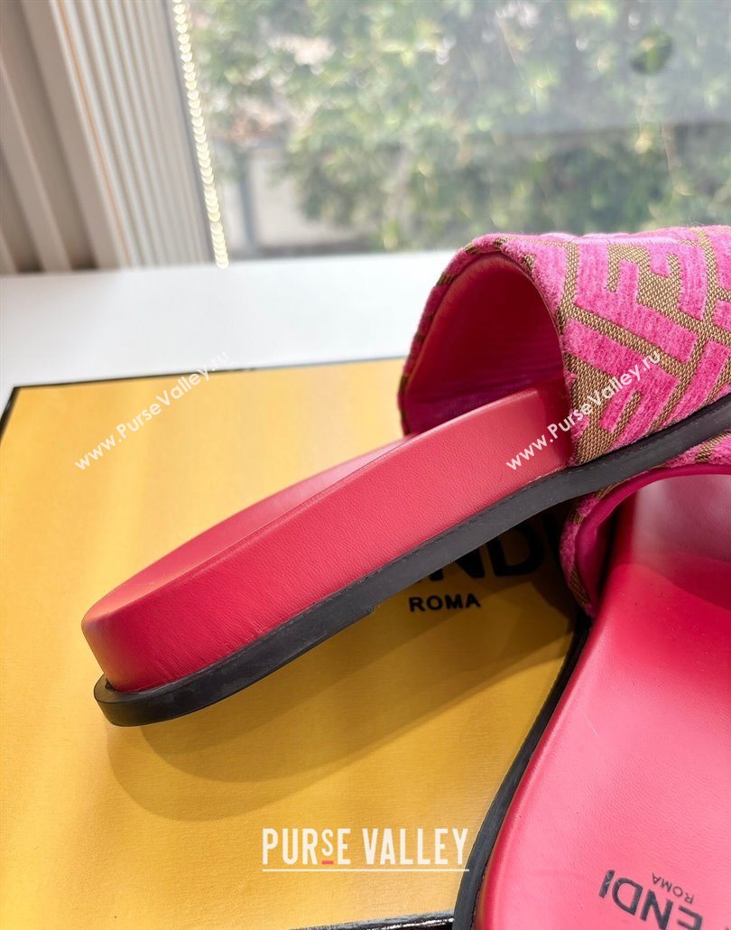Fendi Flat Slides Sandal in FF Canvas Pink 2025 0605 (HQG-250605059)
