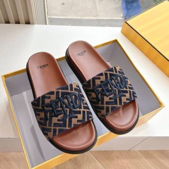 Fendi Flat Slides Sandal in FF Canvas Brown 2025 0605 (HQG-250605060)