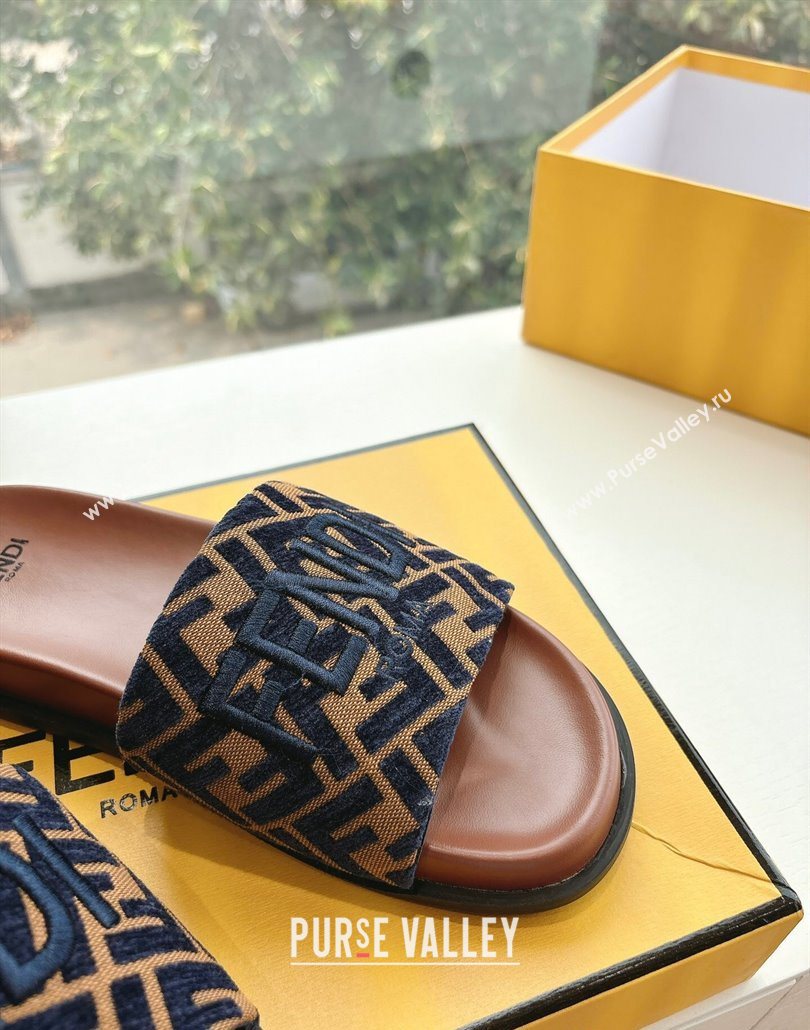 Fendi Flat Slides Sandal in FF Canvas Brown 2025 0605 (HQG-250605060)