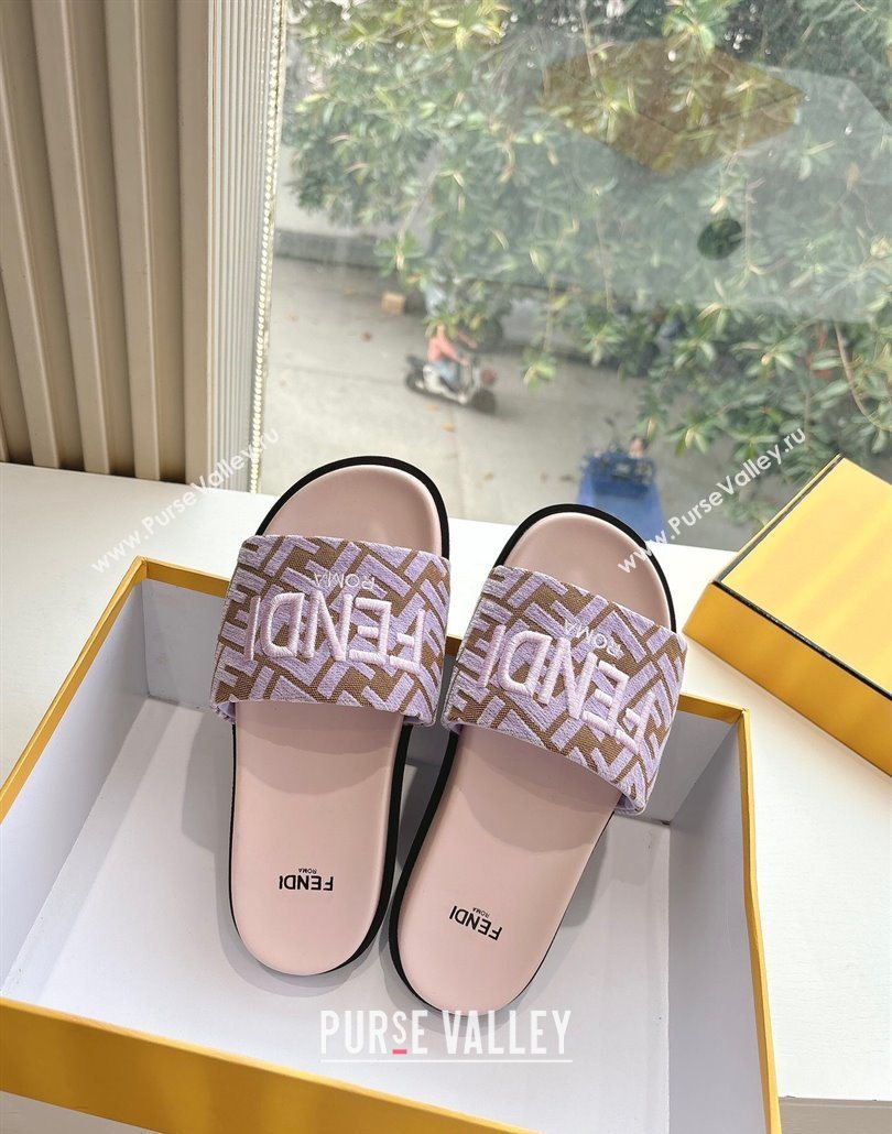Fendi Flat Slides Sandal in FF Canvas Purple 2025 0605 (HQG-250605062)