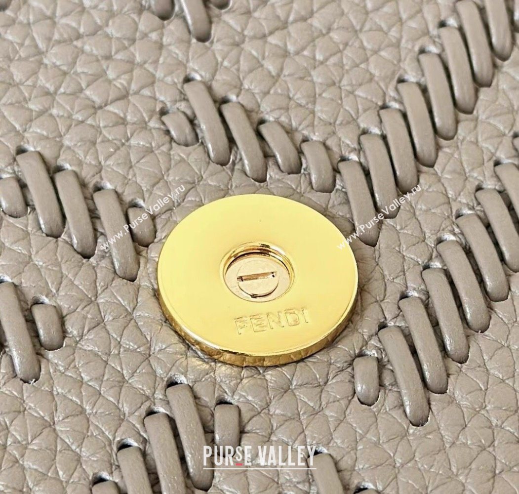 Fendi Baguette Medium Bag Cappuccino-colored leather bag with FF interlacing Grey 2025 8680 (CL-250628027)