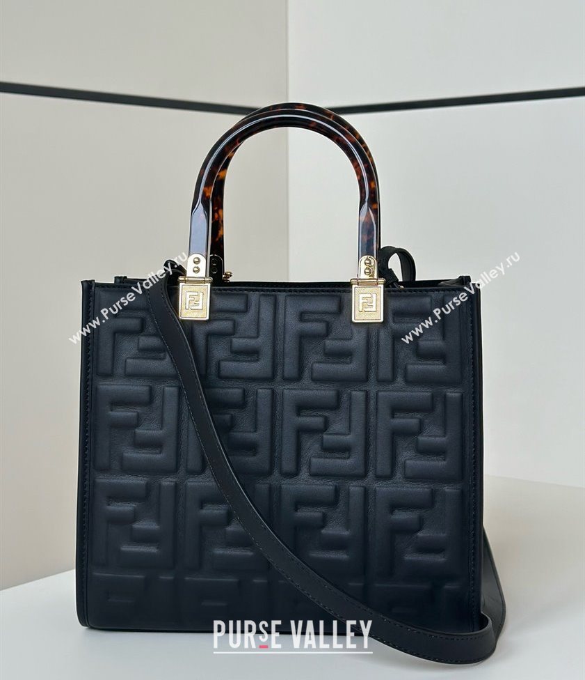 Fendi Sunshine Small Tote Bag in FF Leather Black 2025 8618 (CL-250628028)