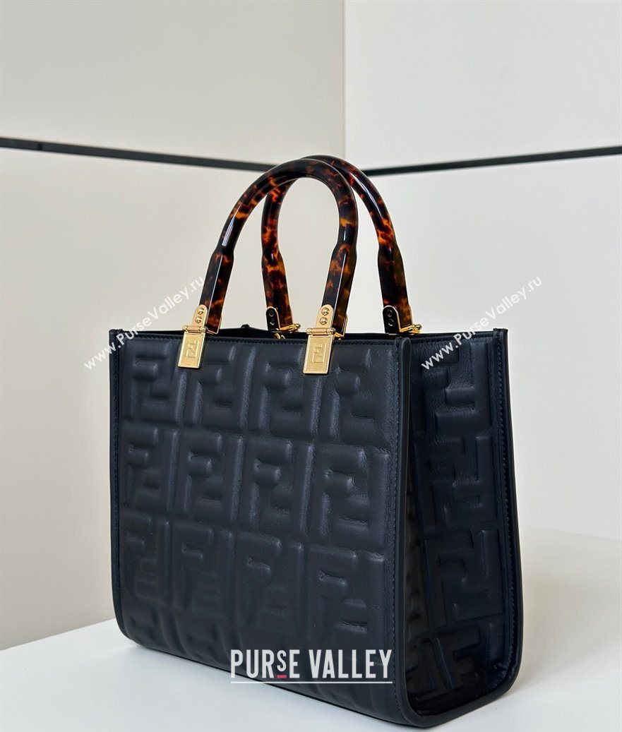 Fendi Sunshine Small Tote Bag in FF Leather Black 2025 8618 (CL-250628028)