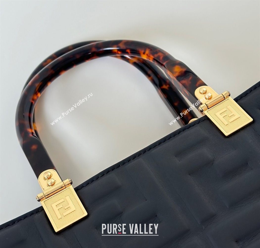 Fendi Sunshine Small Tote Bag in FF Leather Black 2025 8618 (CL-250628028)