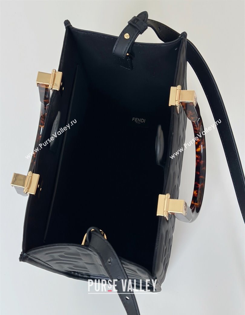 Fendi Sunshine Small Tote Bag in FF Leather Black 2025 8618 (CL-250628028)