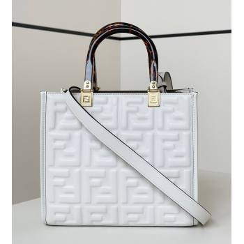 Fendi Sunshine Small Tote Bag in FF Leather White 2025 8618 (CL-250628029)