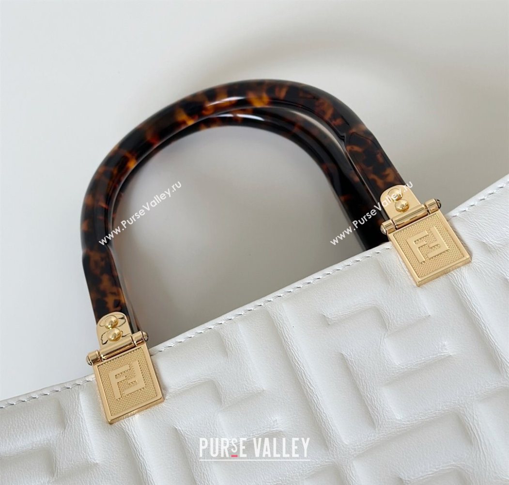 Fendi Sunshine Small Tote Bag in FF Leather White 2025 8618 (CL-250628029)