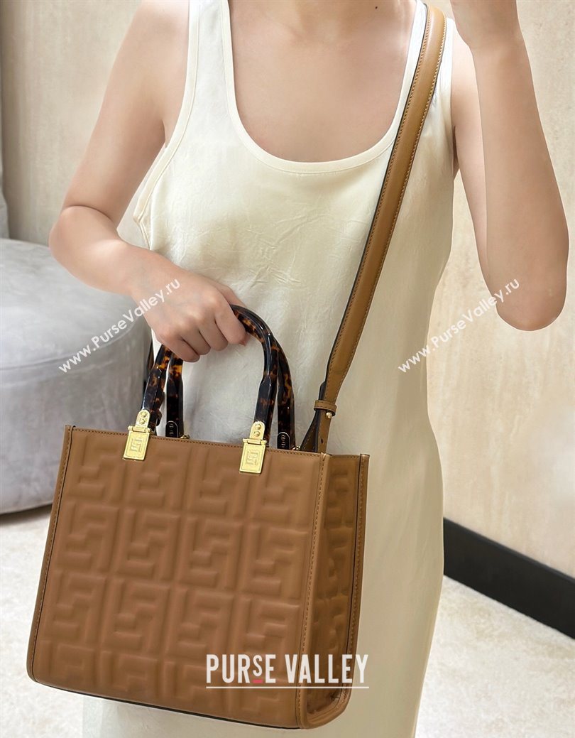 Fendi Sunshine Small Tote Bag in FF Leather Brown 2025 8618 (CL-250628030)