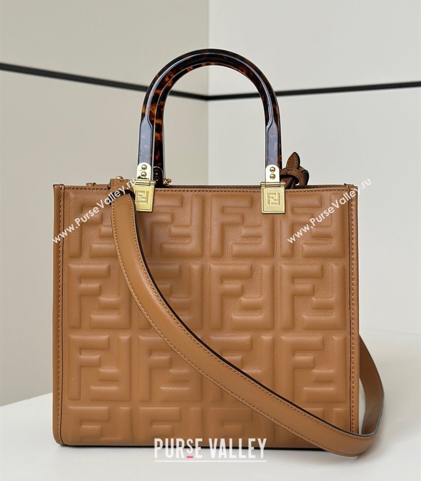Fendi Sunshine Small Tote Bag in FF Leather Brown 2025 8618 (CL-250628030)
