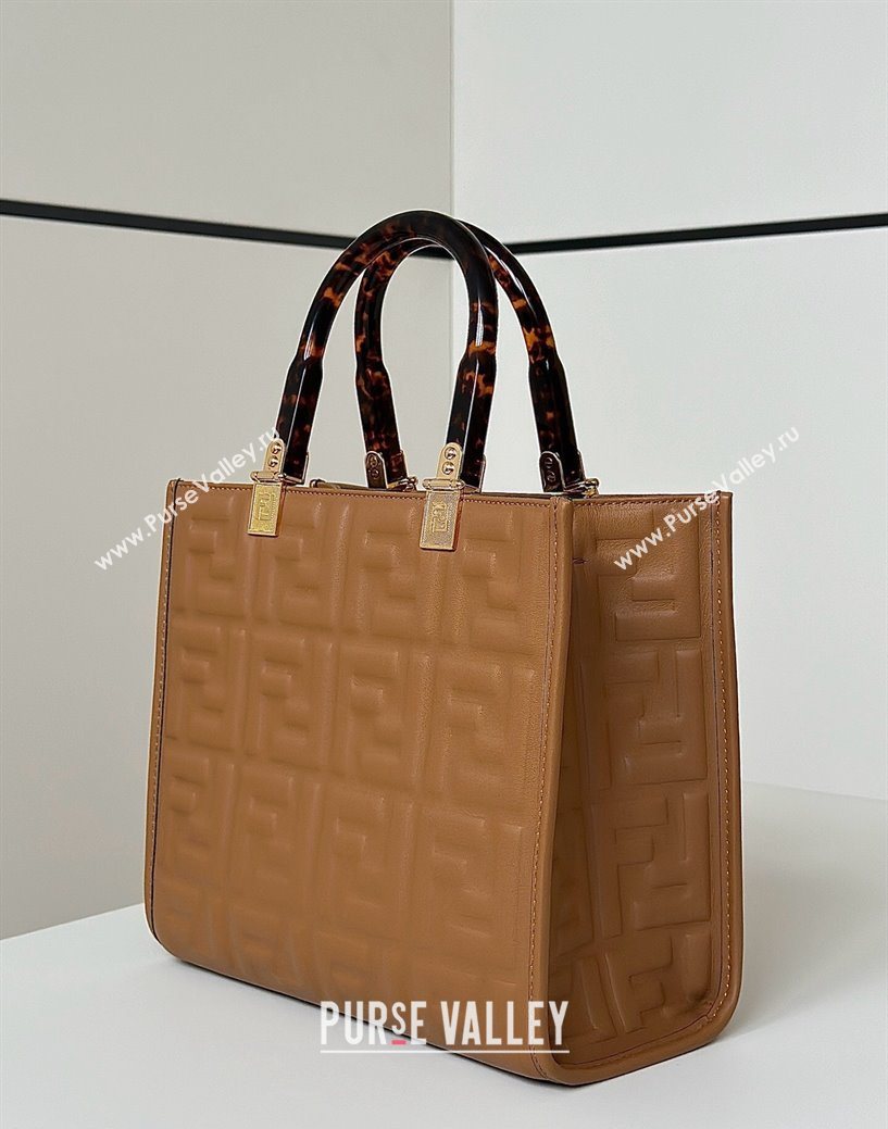 Fendi Sunshine Small Tote Bag in FF Leather Brown 2025 8618 (CL-250628030)