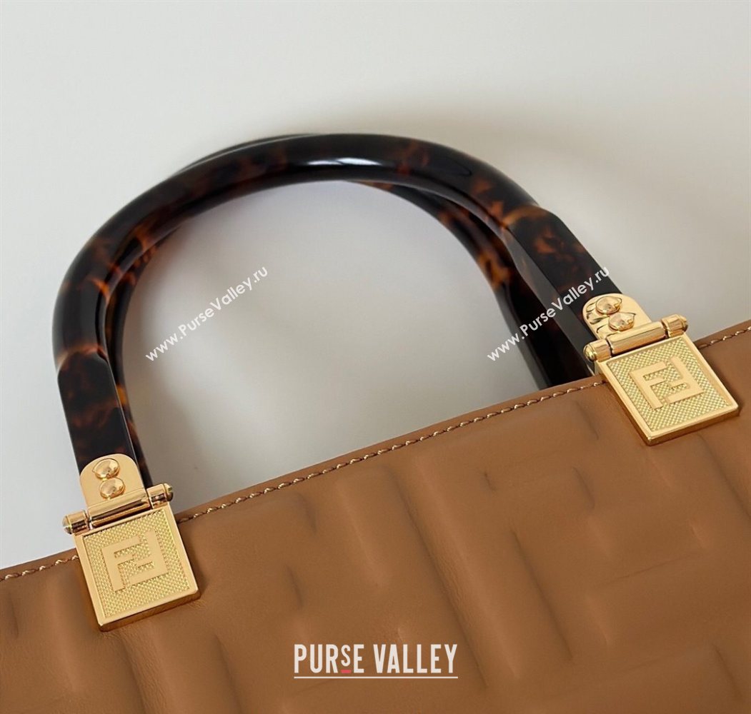 Fendi Sunshine Small Tote Bag in FF Leather Brown 2025 8618 (CL-250628030)