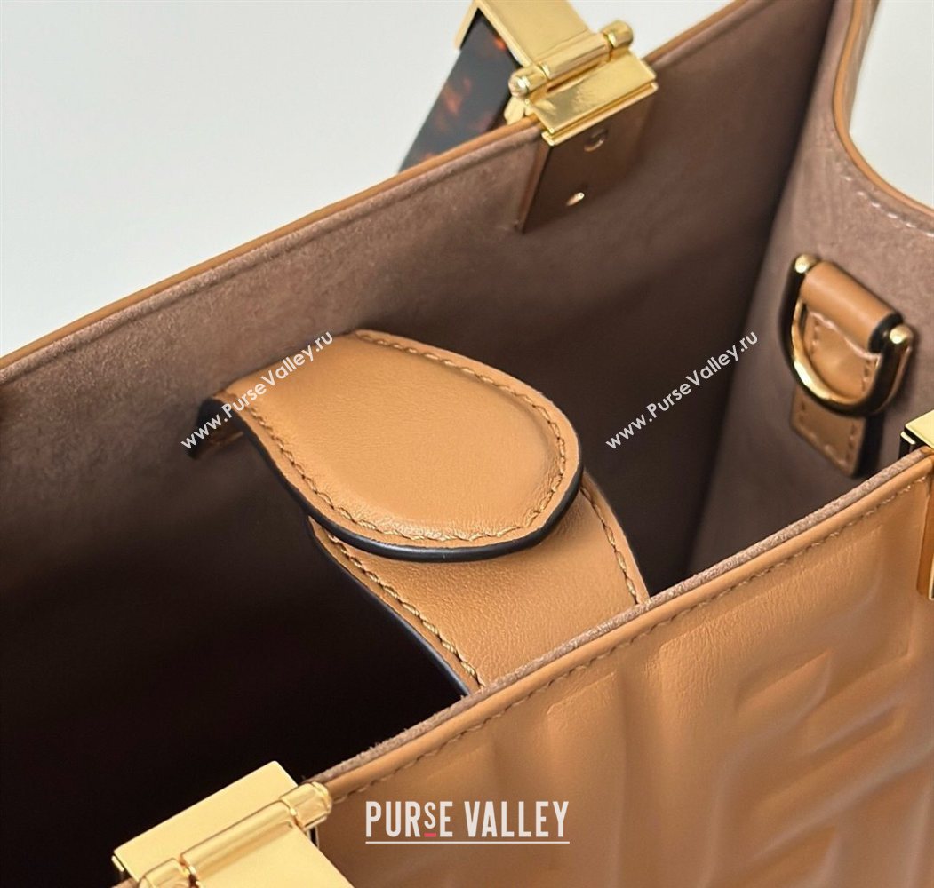 Fendi Sunshine Small Tote Bag in FF Leather Brown 2025 8618 (CL-250628030)