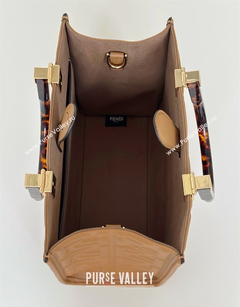 Fendi Sunshine Small Tote Bag in FF Leather Brown 2025 8618 (CL-250628030)