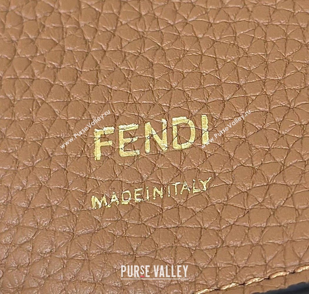 Fendi Baguette Medium Bag Cappuccino-colored leather bag with FF interlacing Brown 2025 8680 (CL-250628026)