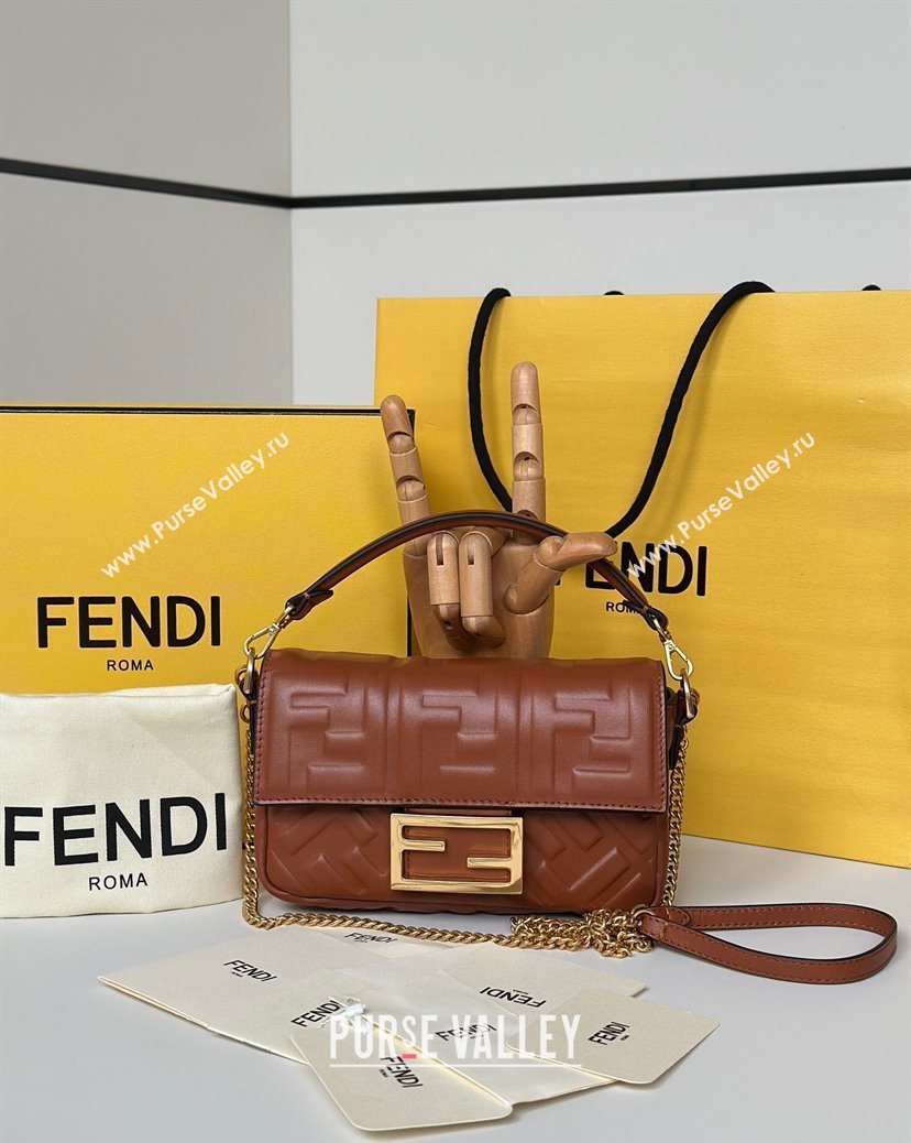 Fendi Baguette Mini Nappa Leather Bag Brown 20250628 0135S (CL-250628005)
