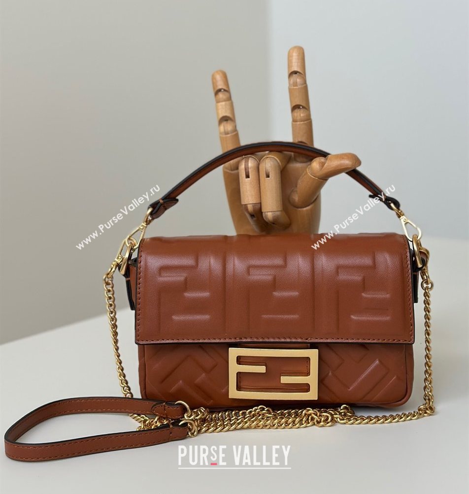 Fendi Baguette Mini Nappa Leather Bag Brown 20250628 0135S (CL-250628005)