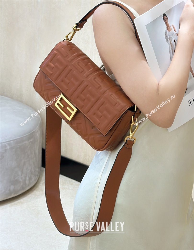 Fendi Baguette Medium Nappa Leather Bag Brown 0135M 20250628 (CL-250628015)