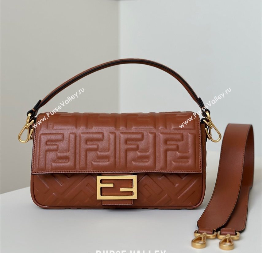 Fendi Baguette Medium Nappa Leather Bag Brown 0135M 20250628 (CL-250628015)