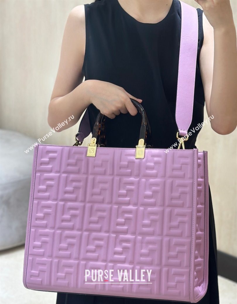 Fendi Sunshine Shopper Medium Bag in FF Leather Purple 2025 8597L (CL-250628020)