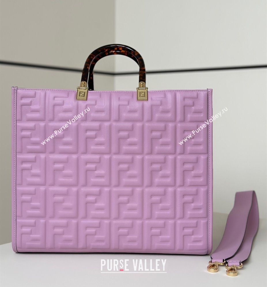 Fendi Sunshine Shopper Medium Bag in FF Leather Purple 2025 8597L (CL-250628020)