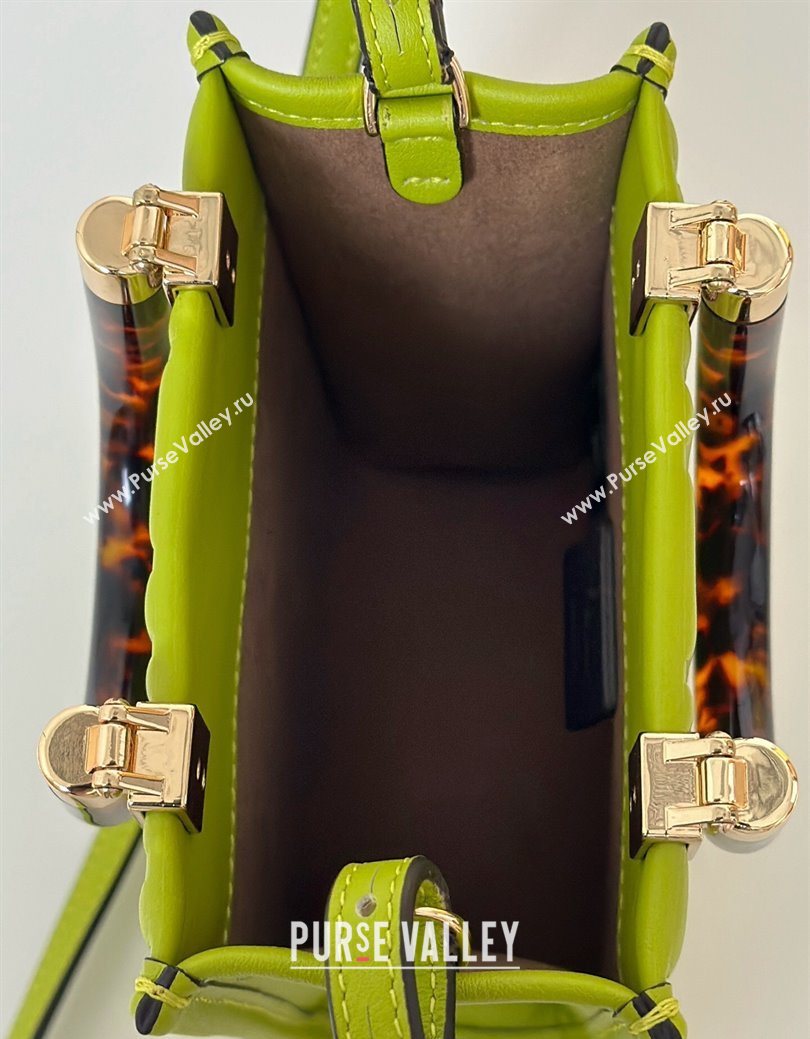 Fendi Mini Sunshine Shopper Bag in FF Leather Green 2025 8597S (CL-250628023)