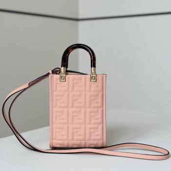 Fendi Mini Sunshine Shopper Bag in FF Leather Light Pink 2025 8597S (CL-250628024)