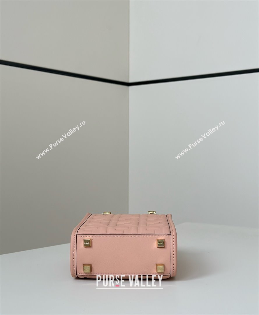 Fendi Mini Sunshine Shopper Bag in FF Leather Light Pink 2025 8597S (CL-250628024)
