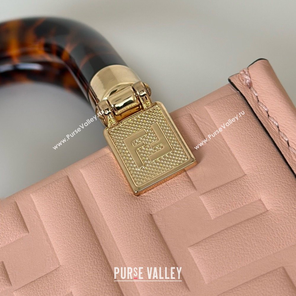 Fendi Mini Sunshine Shopper Bag in FF Leather Light Pink 2025 8597S (CL-250628024)
