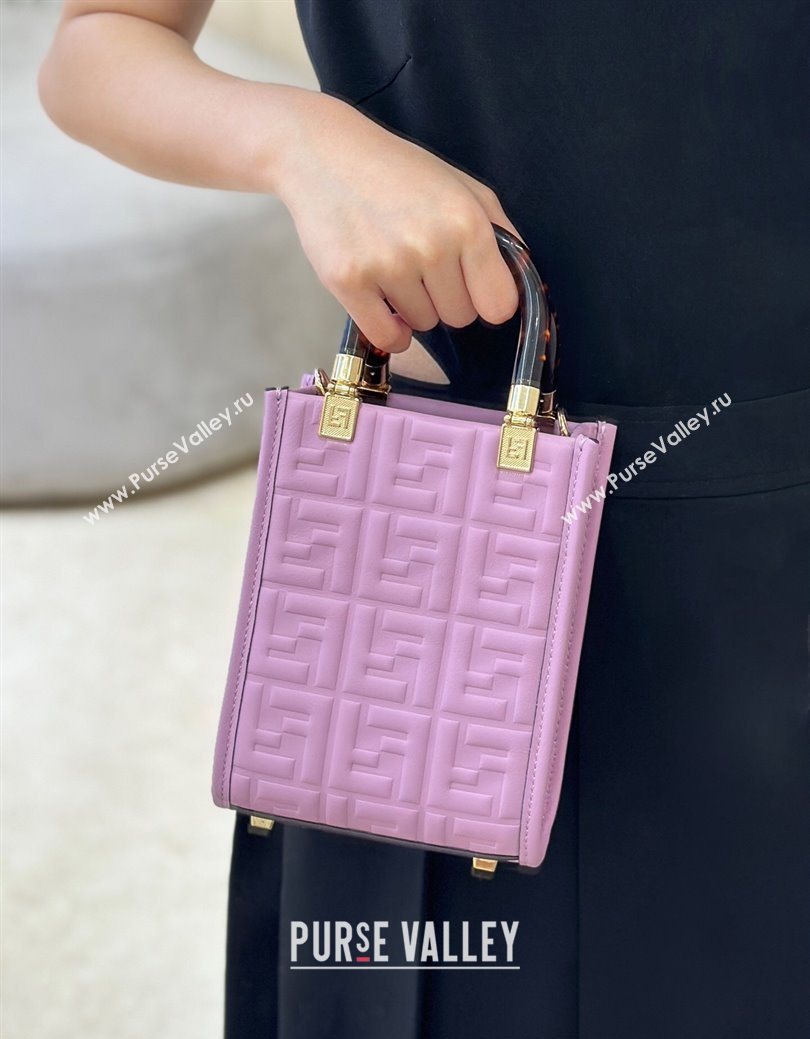 Fendi Mini Sunshine Shopper Bag in FF Leather Purple 2025 8597S (CL-250628025)