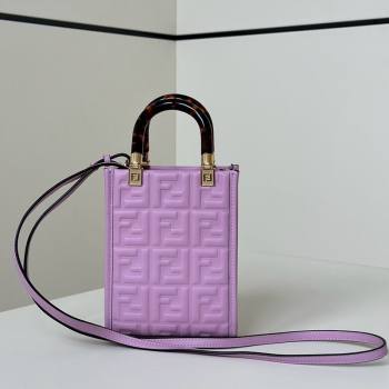 Fendi Mini Sunshine Shopper Bag in FF Leather Purple 2025 8597S (CL-250628025)
