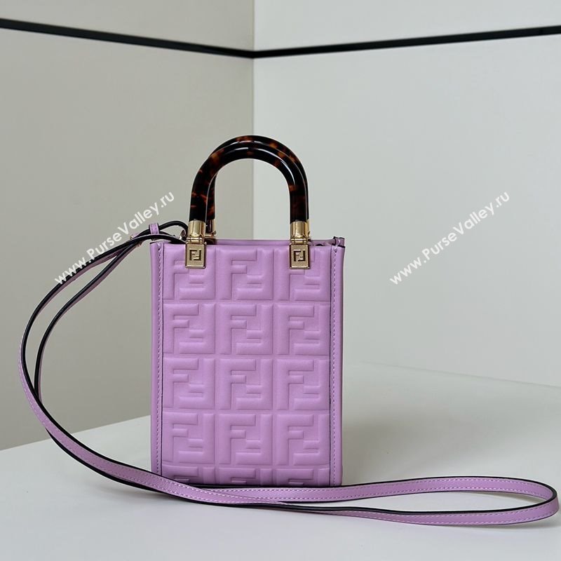 Fendi Mini Sunshine Shopper Bag in FF Leather Purple 2025 8597S (CL-250628025)