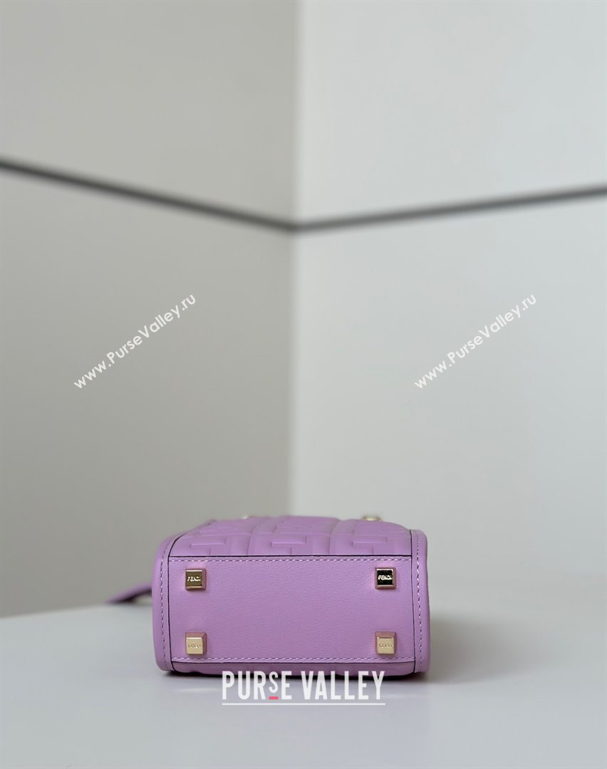 Fendi Mini Sunshine Shopper Bag in FF Leather Purple 2025 8597S (CL-250628025)