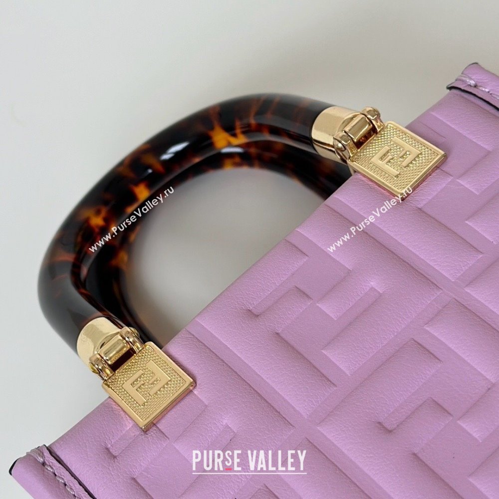 Fendi Mini Sunshine Shopper Bag in FF Leather Purple 2025 8597S (CL-250628025)